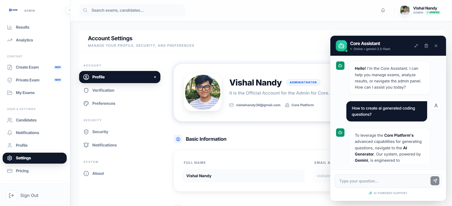 CORE Platform support and contact options